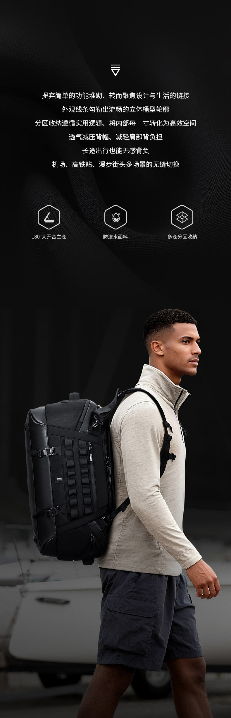 Men's Travel Bag Multifunctional Sports Fitness Bag Large Capacity Waterproof Travel Bag Business Trip Handheld Backpack