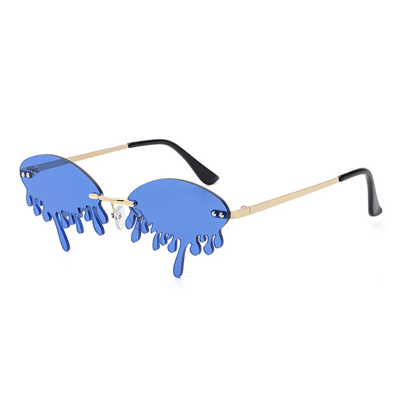 Christmas Costume Personality Tear Sunglasses for Women Metal Frameless Sunglasses Trendy European and American Party Funny Glasses