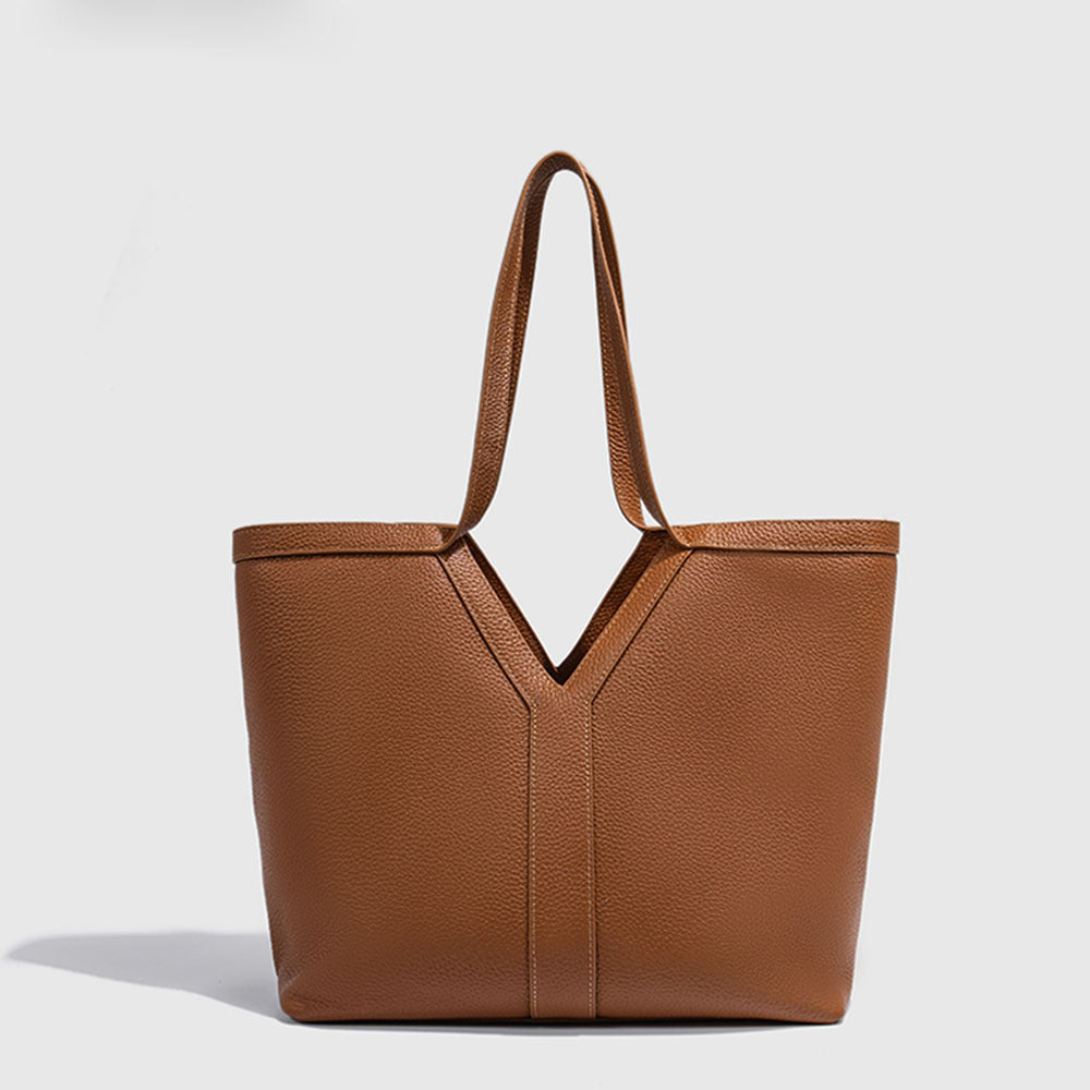 Autumn Winter New Genuine Leather Tote Bag Large Capacity Women's Bag Top Layer Cowhide Single Shoulder Commuter Underarm Bag