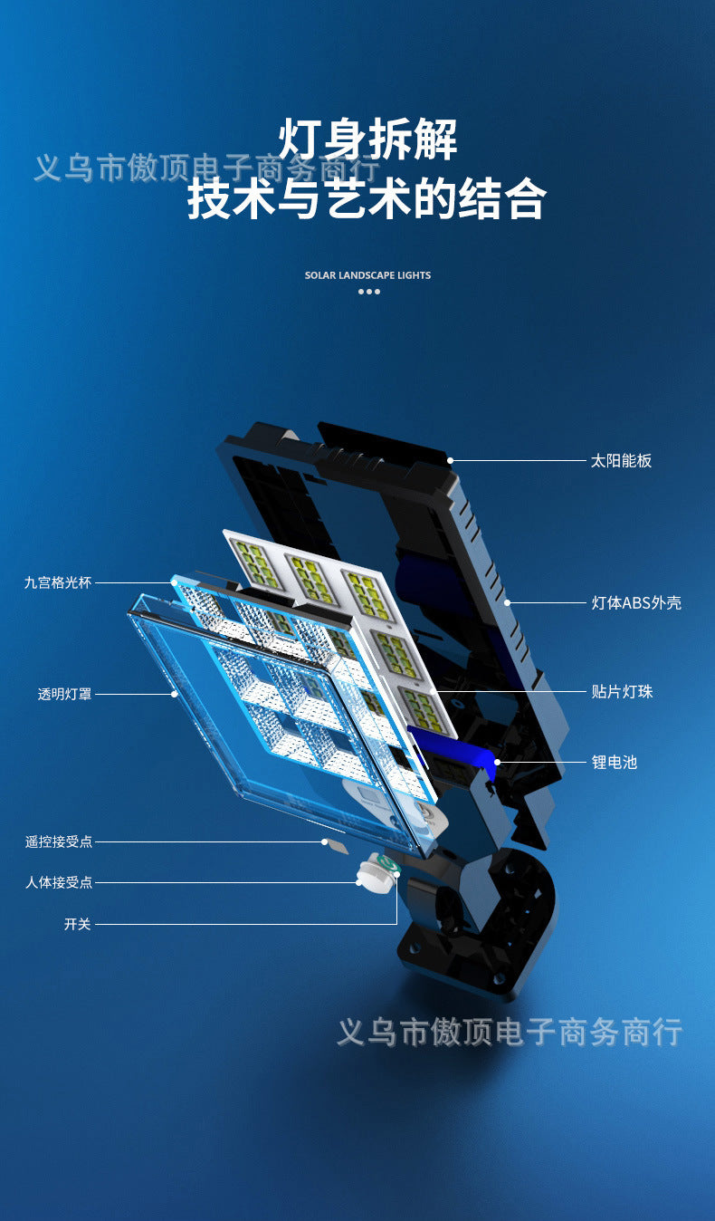 New Outdoor Solar Street Light Human Body Sensing Wall Light with Remote Control Garden Light Waterproof Garden Garden Light