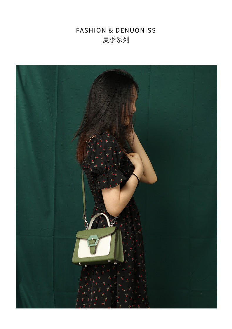 Fashion Color-Block Handbag Shoulder Bag for Women Textured Versatile Design Crossbody Kelly Bag for Daily Commute