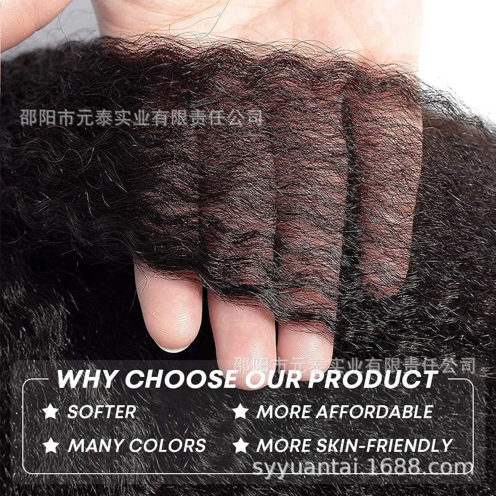 Kinky Straight Lace Front Wigs Synthetic Yaki Long Wigs