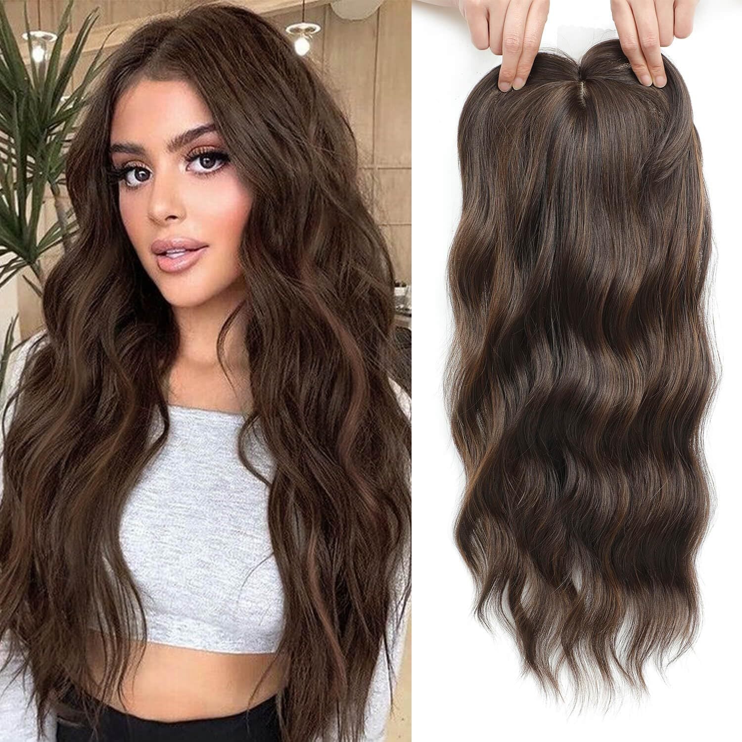 European and American Style Small Lace Hairpiece Realistic Scalp Synthetic Hair Export Wig for Women Gradient Top Middle Part Bangs Wig