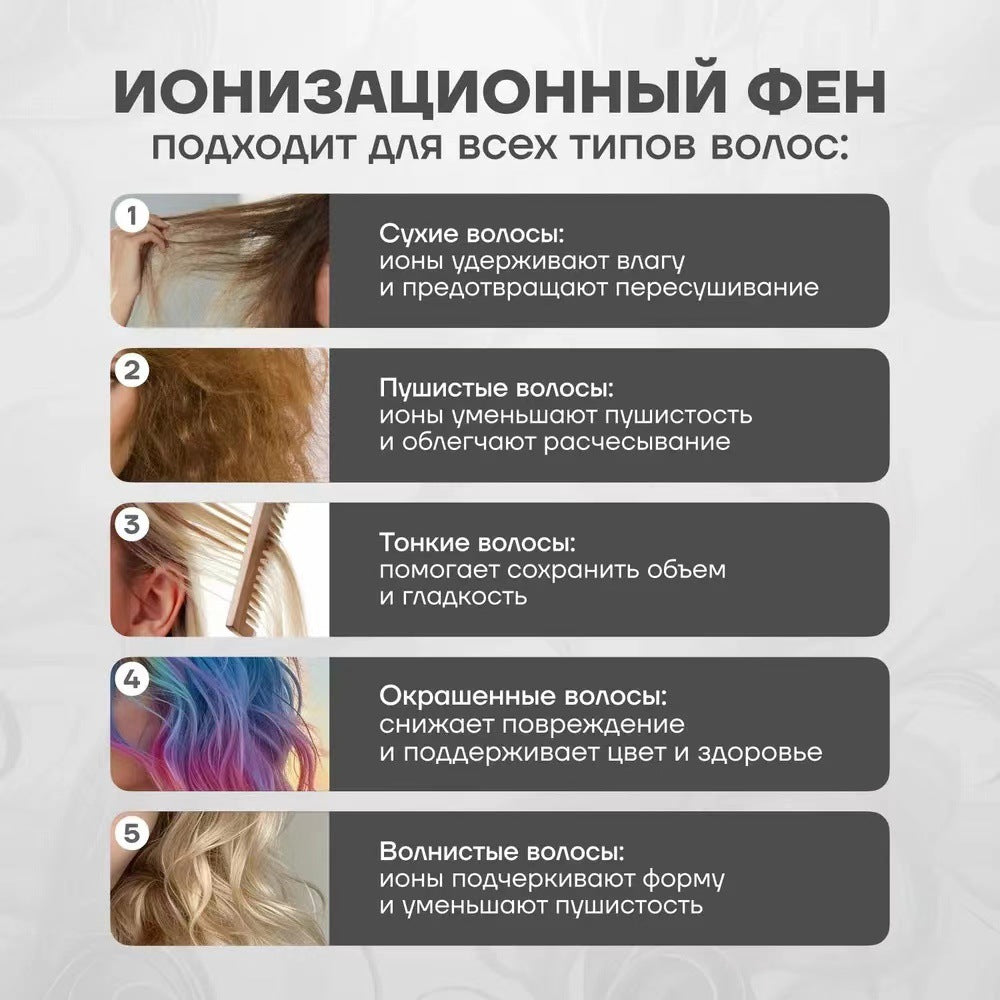 ФенMultifunctional 5-in-1 Hot Air Comb Curling Iron Styling High Power High Speed Hair Care Negative Ion Hair Dryer