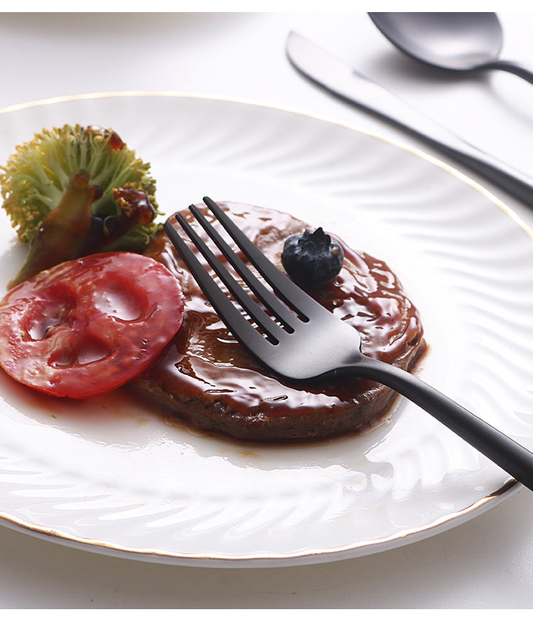 304Portuguese Full Series Western Cutlery Matte Retro Tableware Steak Knife Fork Spoon Dessert Knife Ice Spoon Set