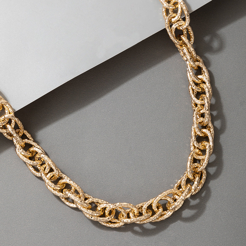 European and American Ornament Fashion Hip-Hop Short Thick Chain Geometric Necklace Metal Exaggerated Necklace