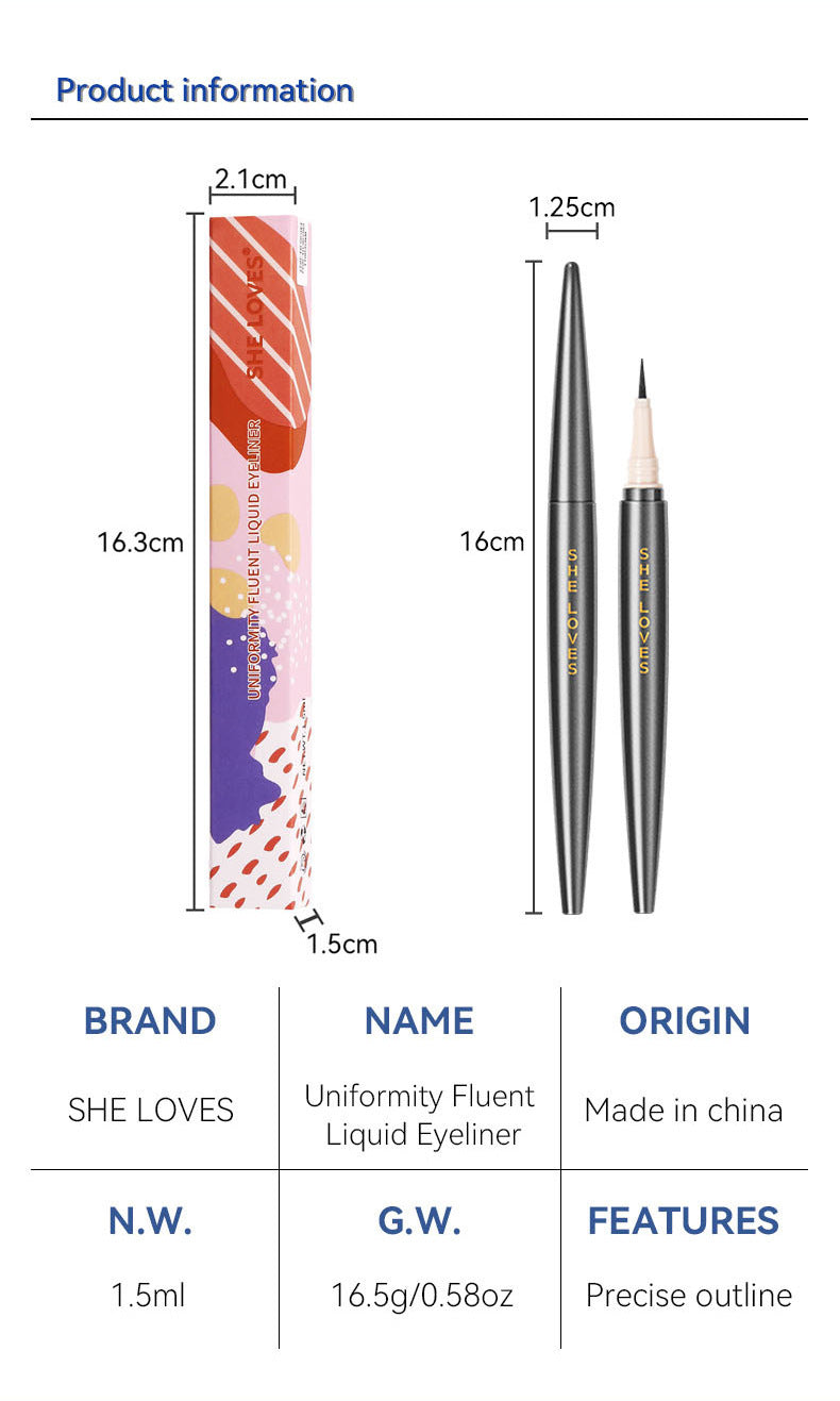 SHELOVES Eyeliner Waterproof Non-Smudge Black Brown Ultra-Fine Lower Lash Liquid Eyeliner Pen