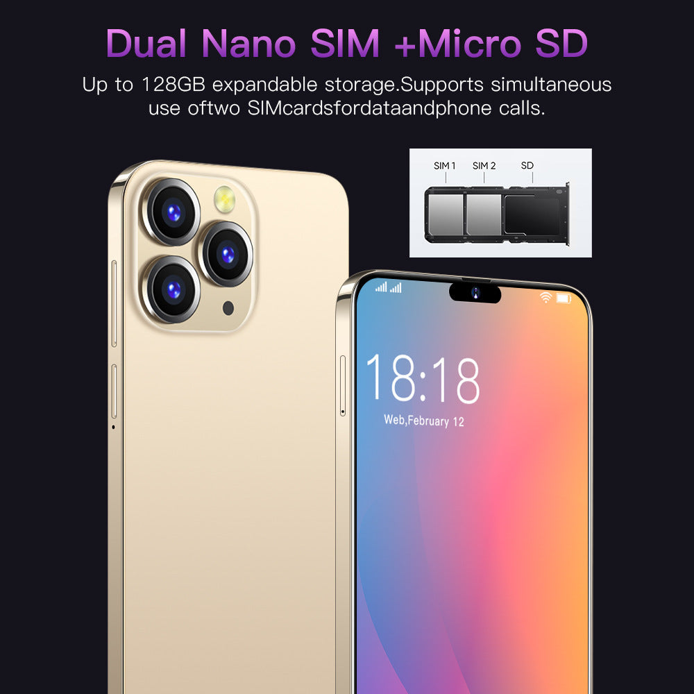 Spot Goods i14 ProMax Smartphone7.3Inch Hd Large Screen1+16G Factory Direct Wholesale of Mobile Phones