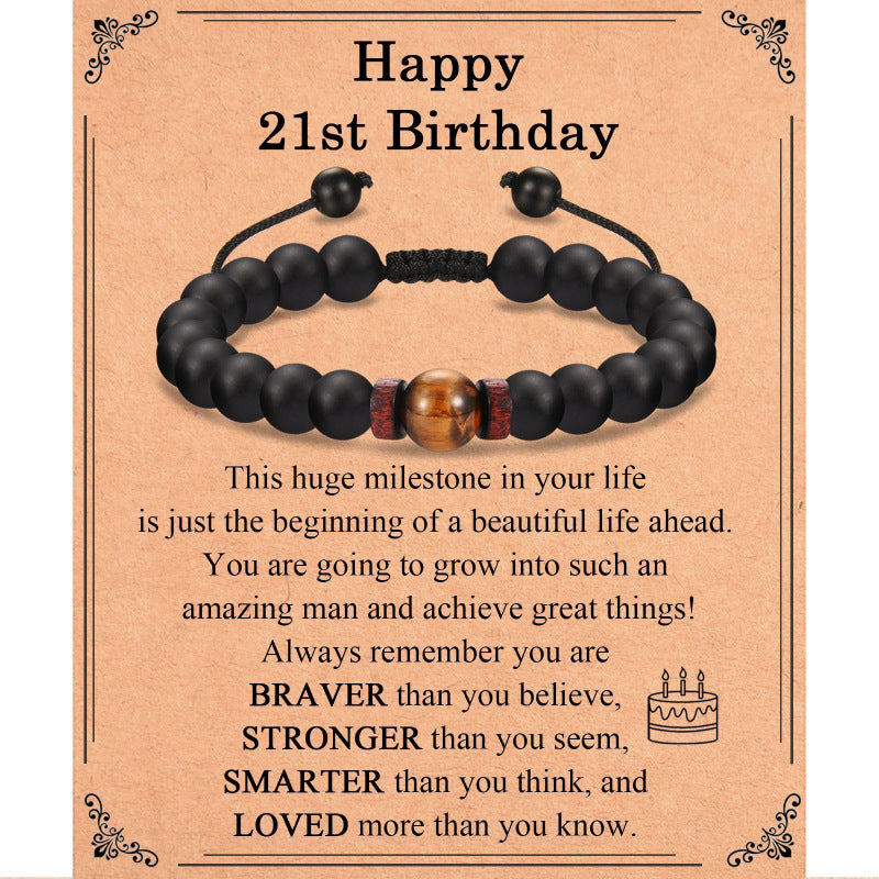 Tiger Eye Stone Spacer Braided Bracelet8mm Black Matte Beaded Stretch Bracelet Birthday Gift Woven Bracelet