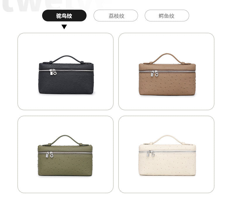 GIgi Same Style Women's Bag Niche Elegant Handheld Lunch Box Bag Women Simple Top Layer Cowhide Single Shoulder Crossbody Small Bag