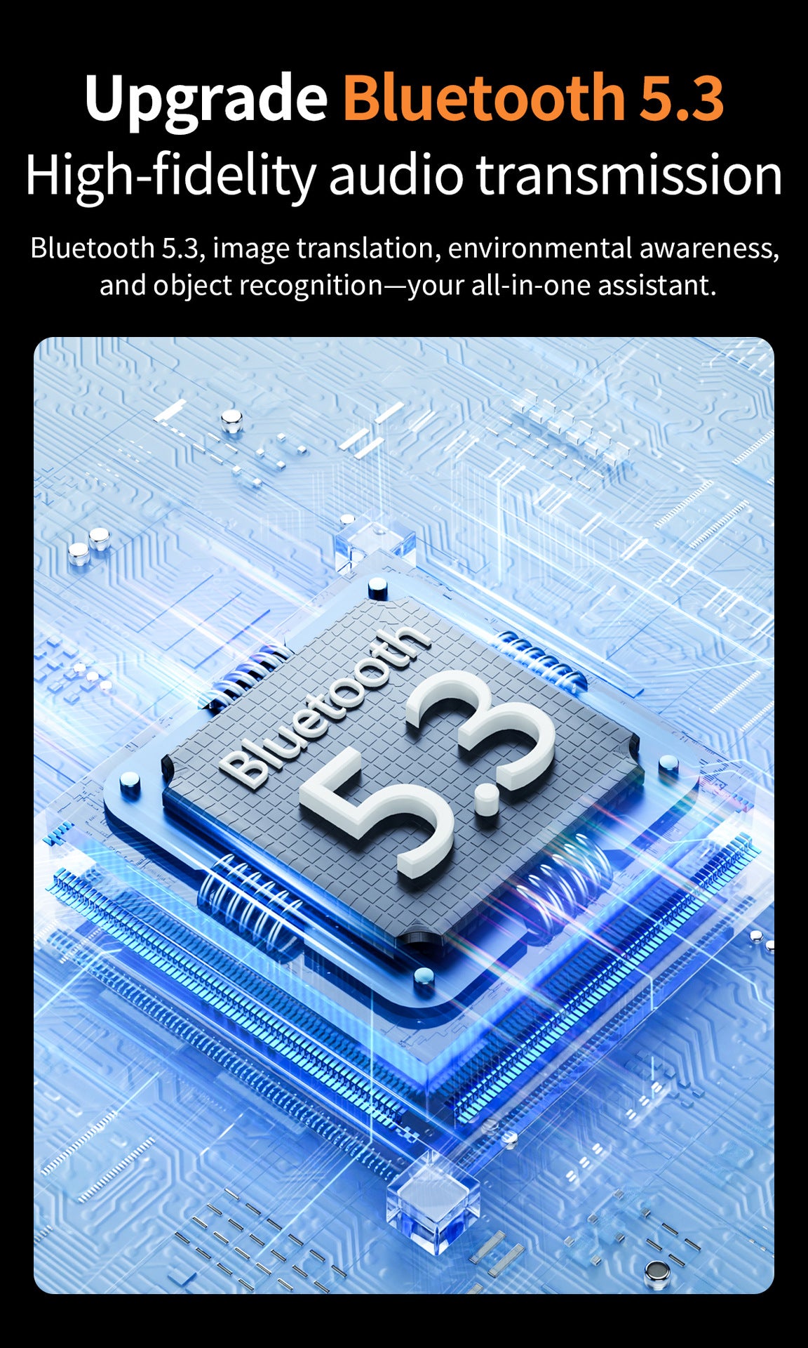 V3Smart Glasses800100 Megapixel Camera AI Translation Character Recognition Anti-Shake1200P Video Recording Audio Recording