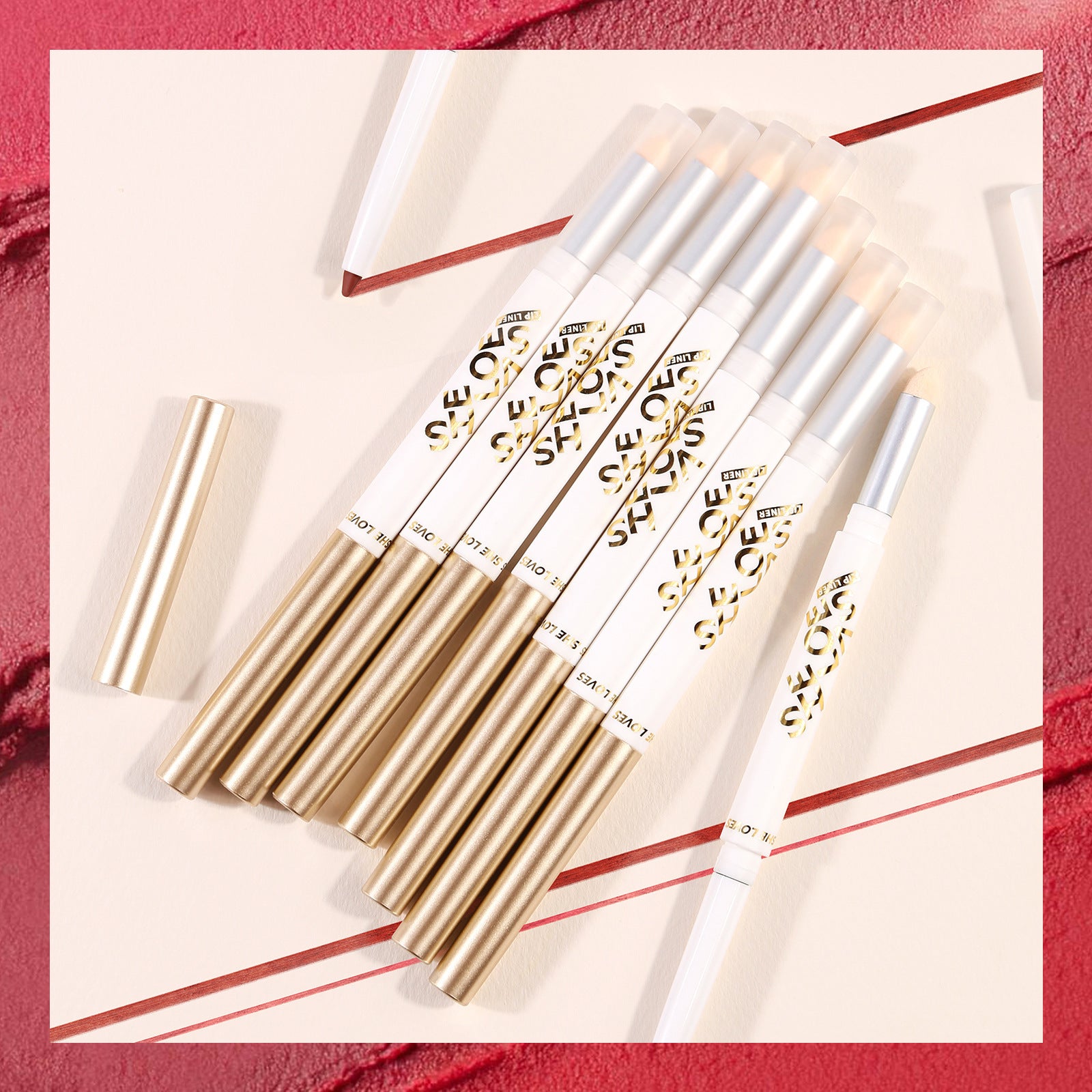 Dual-ended Lip Liner Pencil European and American Matte Non-Stick Cup Lipstick Lip Liner Small Batch Wholesale
