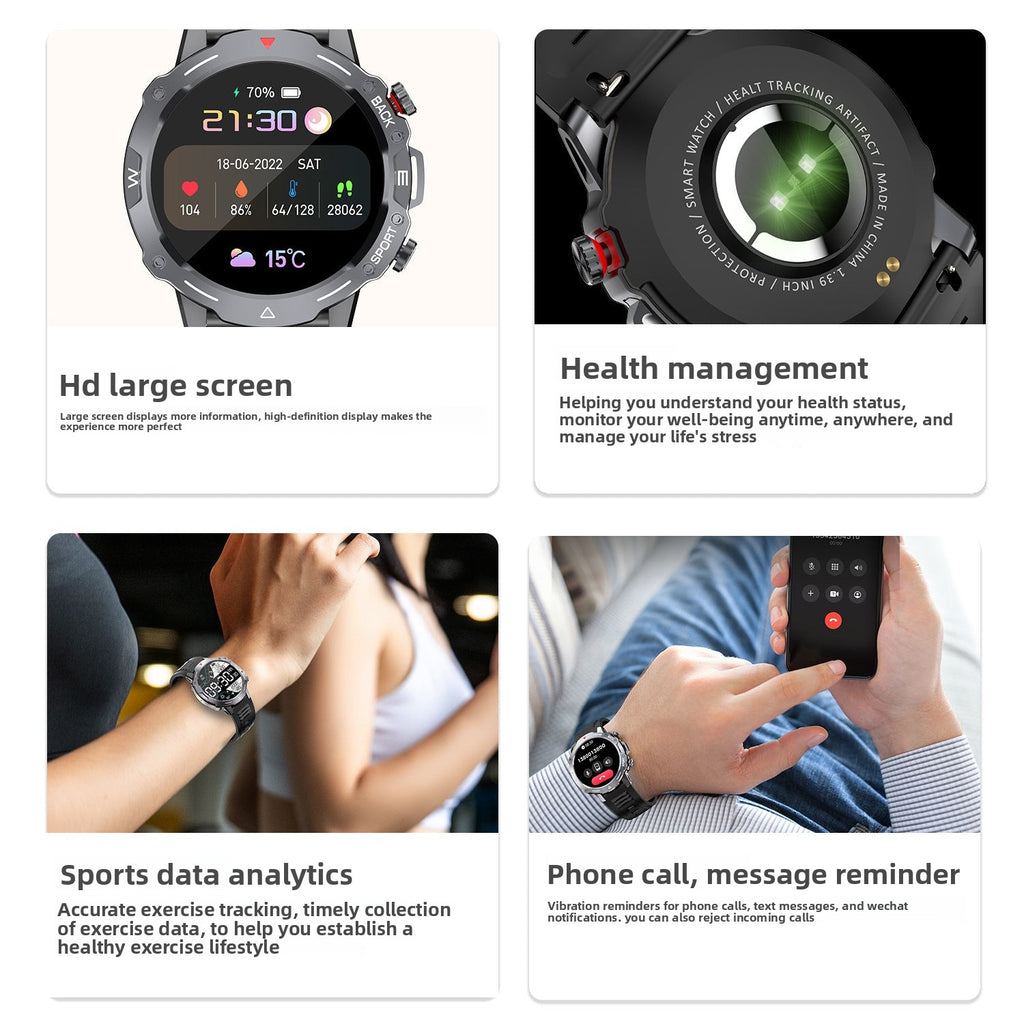 G102Smart Watch1.39inch Bluetooth Call Heart Rate Pedometer Sleep Monitoring Message Reminder Sports Waterproof Shockproof Dustproof
