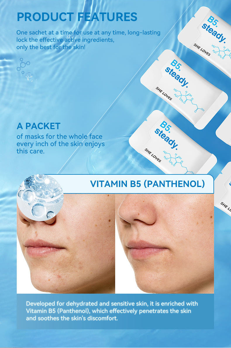 Hydrating and Soothing B5Facial Mask Hydrating Moisturizing Brightening Dullness Emergency Repair Soothing Sensitive Skin Mask Set