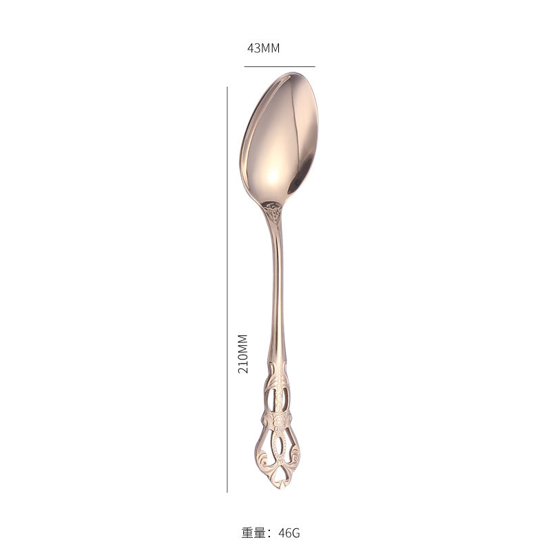 Stainless Steel Cutlery Restaurant Royal Court Knife Fork Spoon Set Hotel Western Cuisine European Retro Relief Steak Knife Fork
