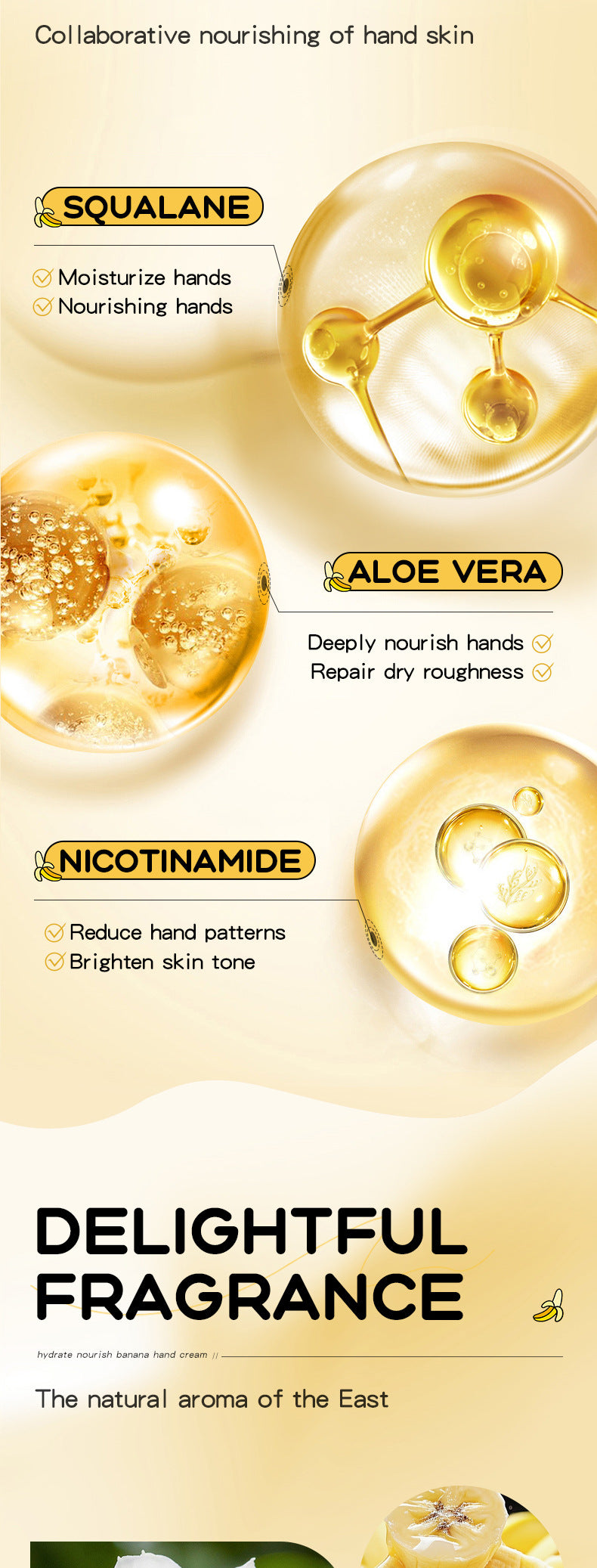 Banana Squalane Hydrating Hand Cream SADOER Autumn and winter nourishing hand cream cross-border foreign trade wholesale