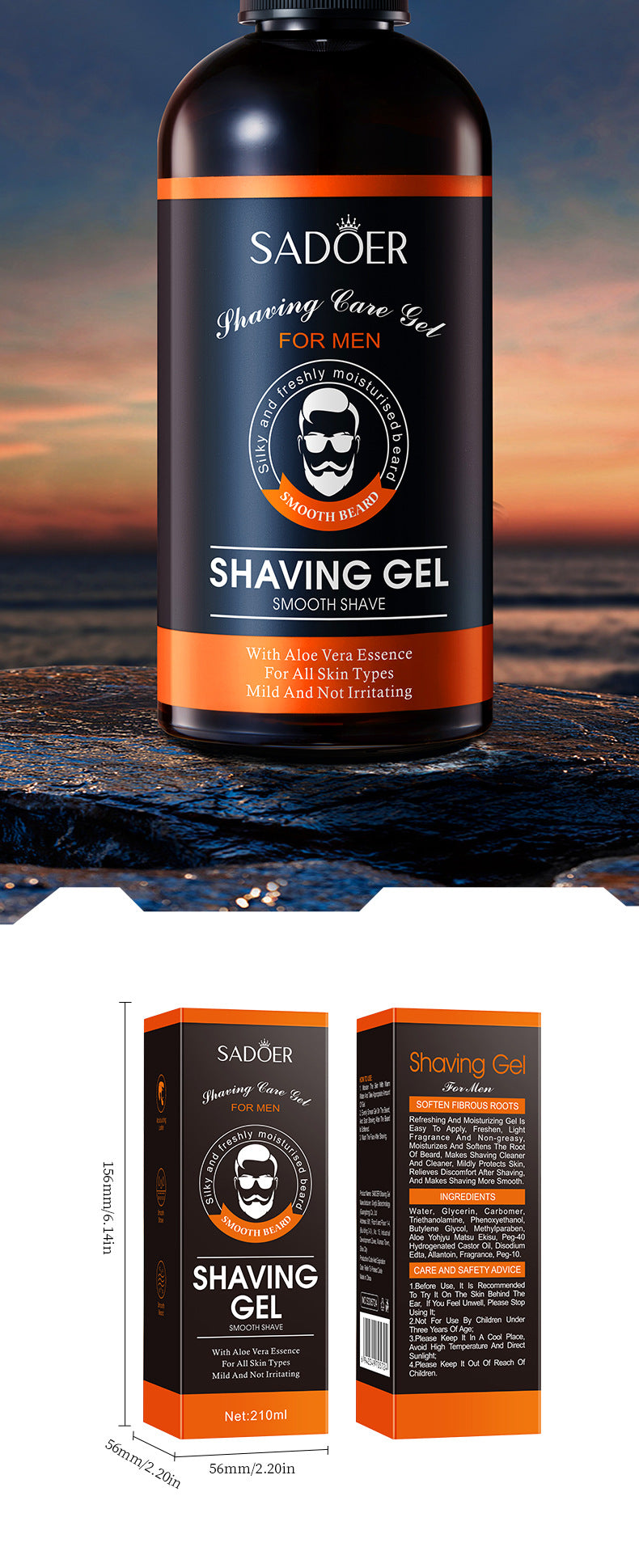 Men's Shaving Gel210ml SADOER Softening Beard  Wholesale