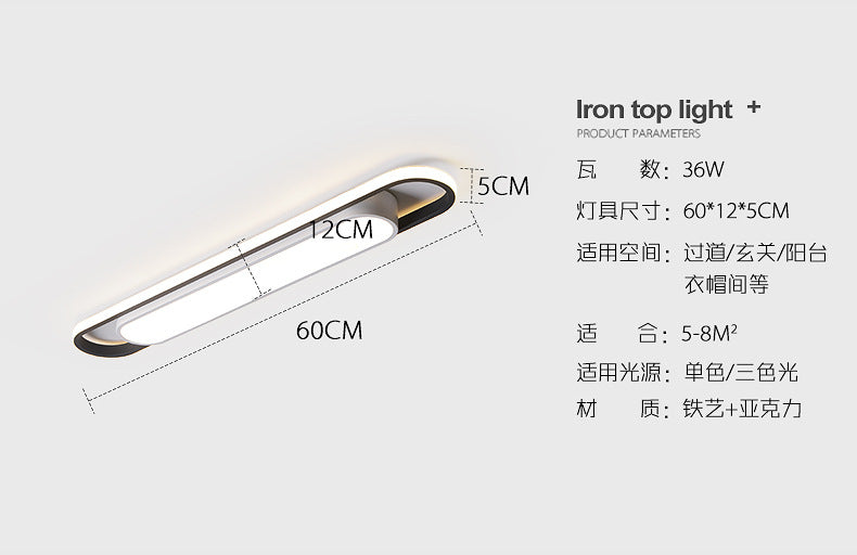 Aisle Light Corridor Light Modern Simple Entryway Porch Balcony Light Iron Art Long Strip Cloakroom led Ceiling Light Fixtures