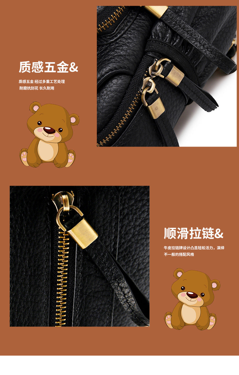 Women's Bag Summer New Trendy Fashion Playful Bear Backpack Retro Personality Simple Large Capacity Backpack