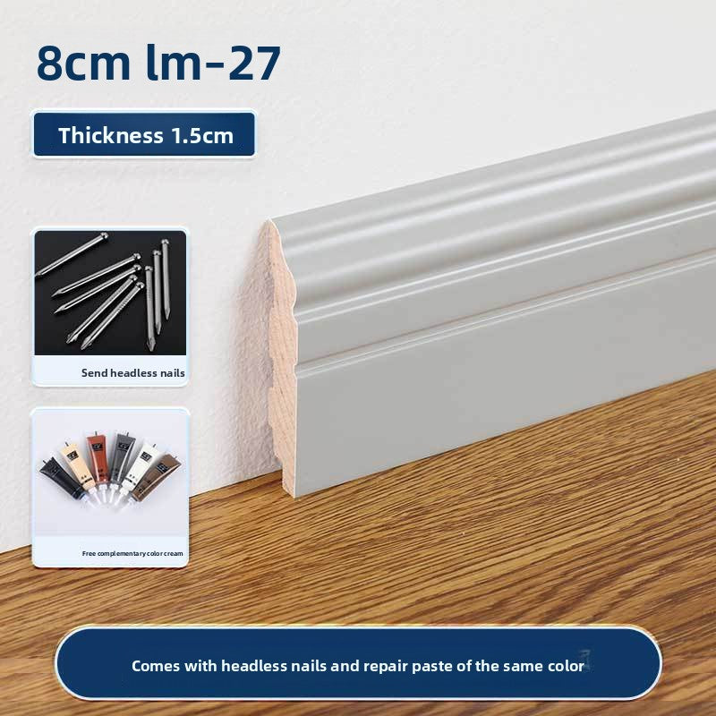 Ivory white solid wood skirting board 10cm Raw wood lines 10Centimeter wooden flooring with white skirting board