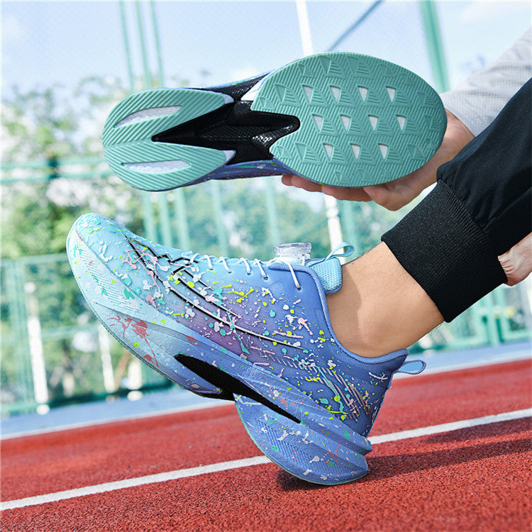 2025Four Seasons New Casual Couple's Real Explosive Carbon Plate Rotating Buckle Running Shoes Youth Graffiti Fashion Sports Shoes