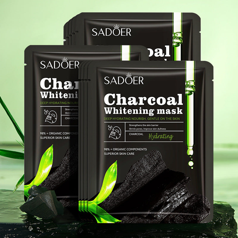 Bamboo Charcoal Black Mask SADOER Whitening, hydrating, moisturizing, brightening face mask sheet  wholesale
