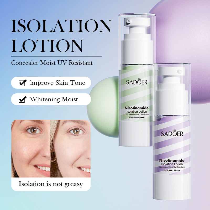 Makeup SADOER Niacinamide Two-tone Primer Brightening Skin Tone Makeup Base Cross-border Wholesale