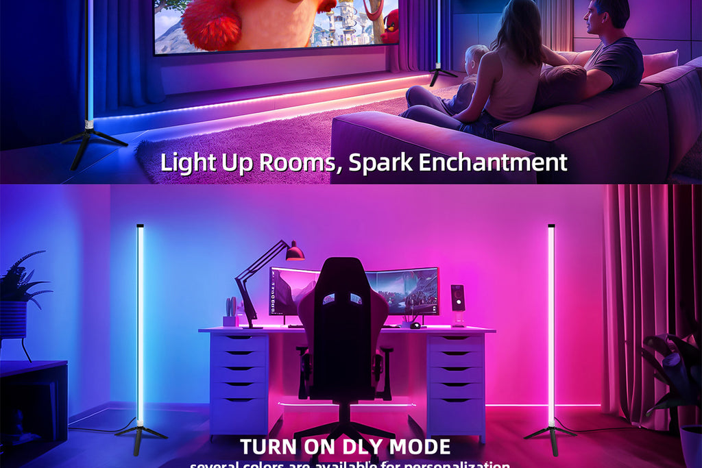 Triangular Floor Lamp Iridescent Floor Lamp Ambient Light led Floor Lamp RGB Floor Lamp USB Corner Light Sound Pickup Lamp