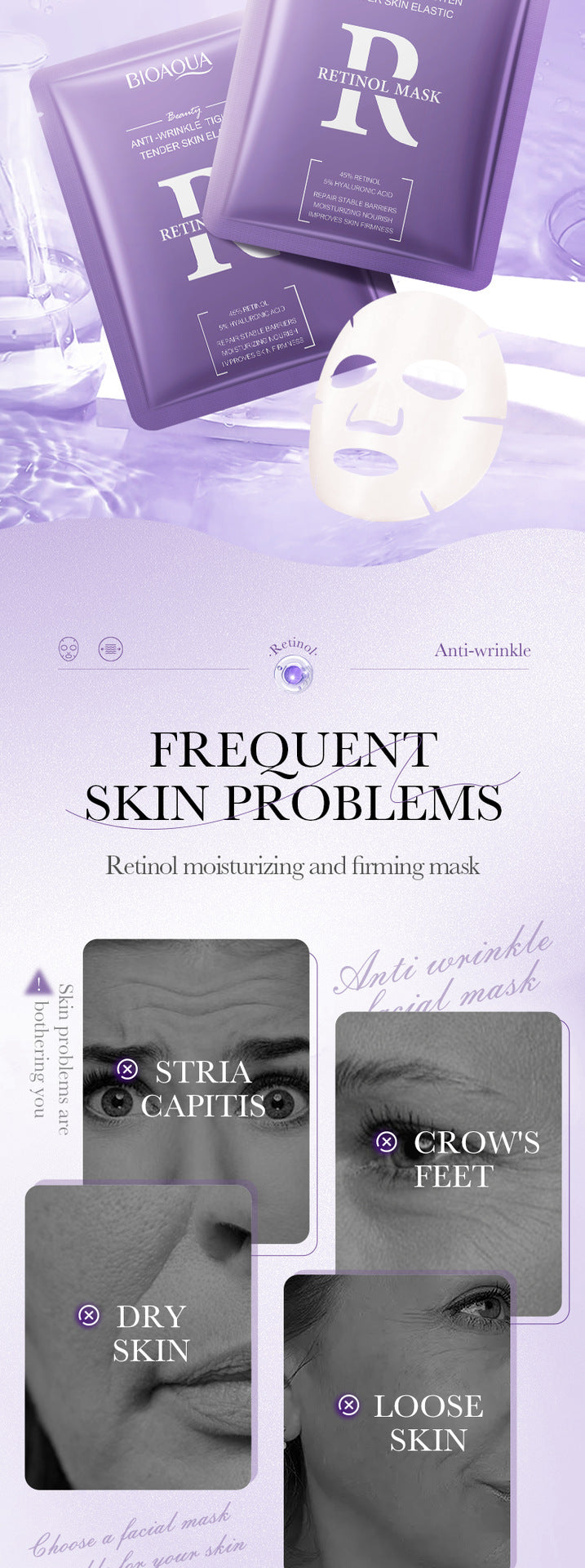 Mask25g BIOAOUA Dimension C Retinol Hydrating Moisturizing Mask Sheet Pack  Wholesale