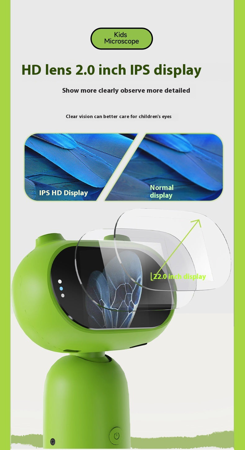 Cartoon High-Definition New Children's Digital Electronic Microscope with Screen Handheld Portable Magnifier Educational Gift In Stock