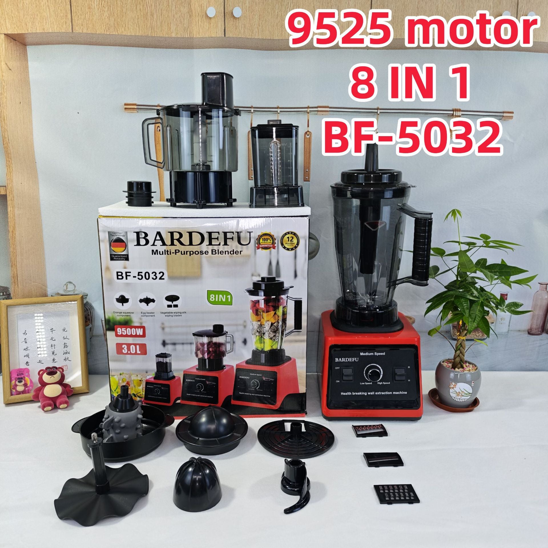 8in1blender Pure Copper Stainless Steel High-Power Meat Grinder Ice Crusher Juicer Blender with Dual Cup Design