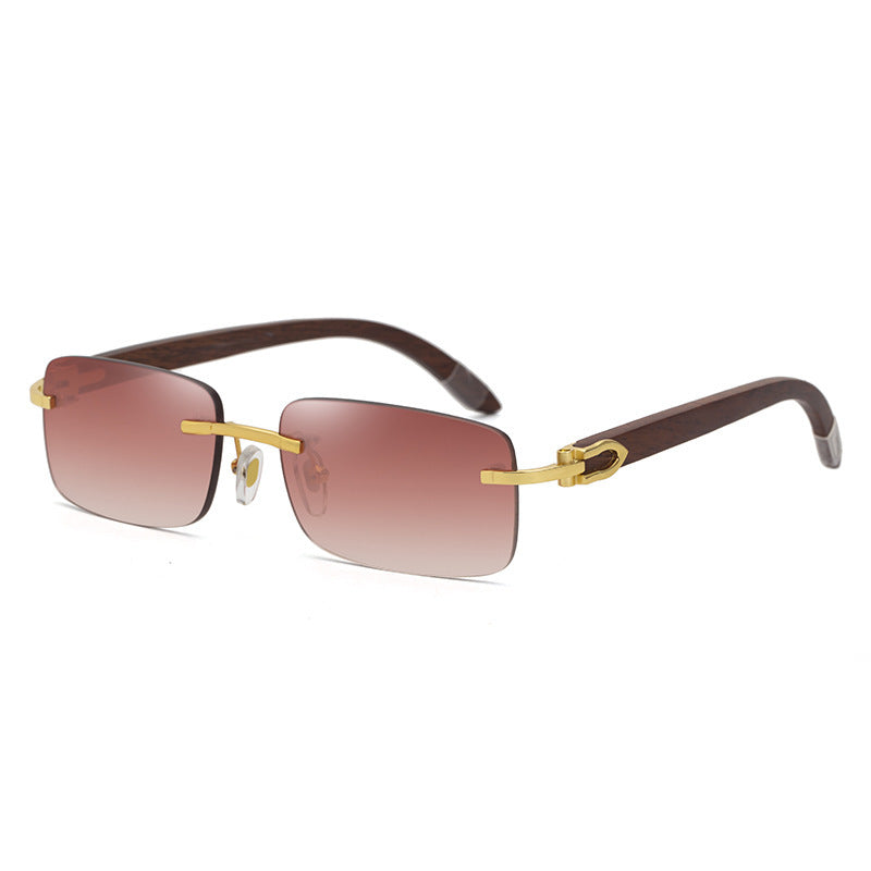 Fashion Sunglasses for Men Frameless Wooden Leg Slingshot Sunglasses Men Trendy Wooden Optical Frame sunglasses