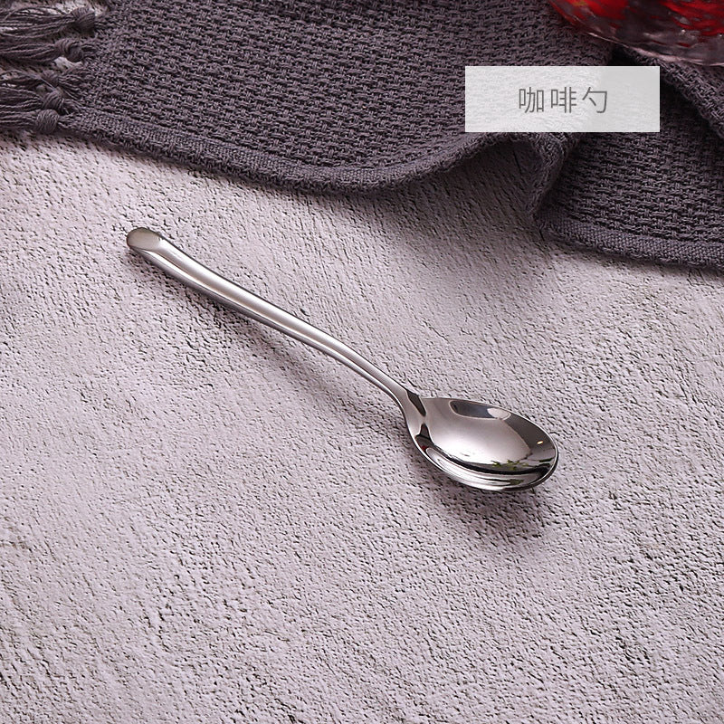 American Style Stainless Steel Western Steak Knife Slanted Tail Knife Fork Spoon Mirror Polished Tea Set3Solid Fork with Teeth