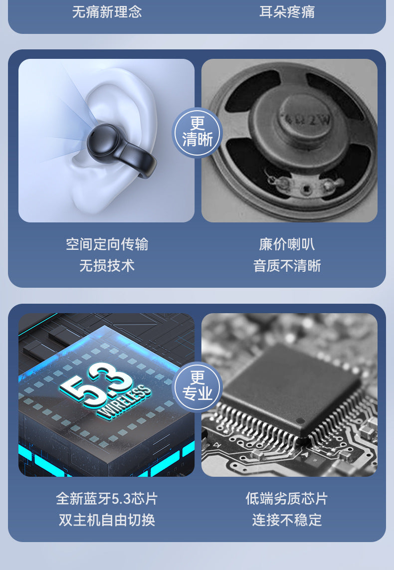 Popular M30Ear Clip Bone Conduction Sports High-End Ultra-Long Battery Life Wireless Bluetooth Earphones Wholesale