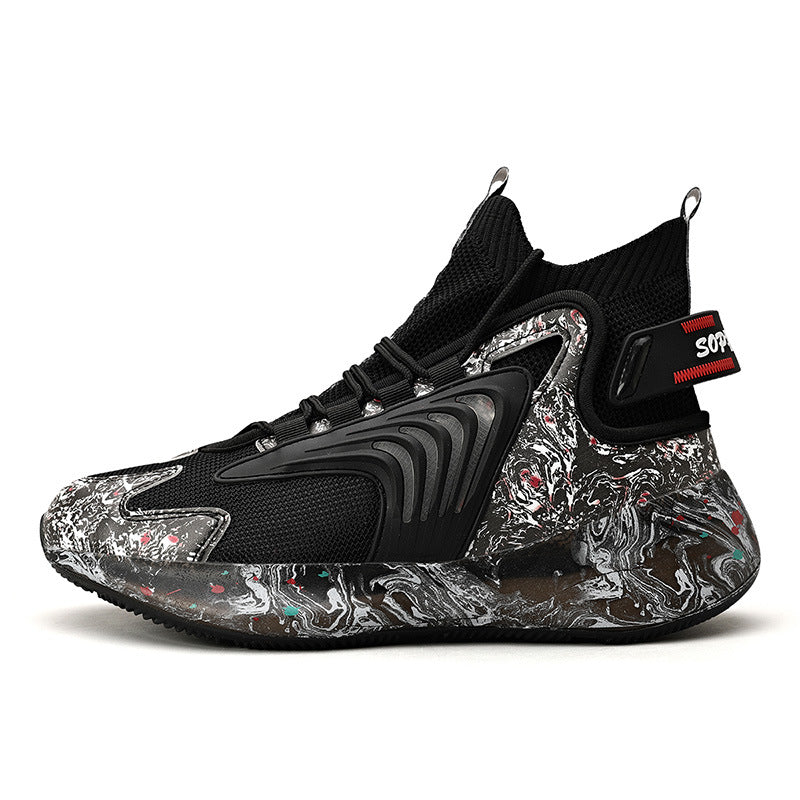 2025New National Fashion Casual Shoes Breathable Mesh Patchwork Men's Shoes Thick Sole Height Increasing Non-Slip Wear-Resistant Sports Shoes