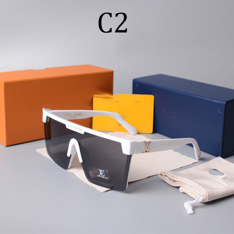 2022European and American Style Large Frame Integrated Half Frame Fashionable Personality Sunglasses for Men and Women One-piece Trendy Sunglasses