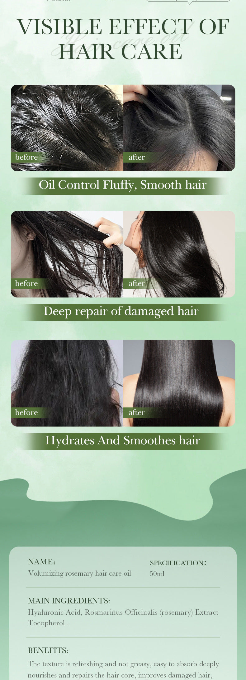 Rosemary Hair Care Essential Oil SADOER  foreign trade wholesale of essential oils for improving dry and frizzy hair