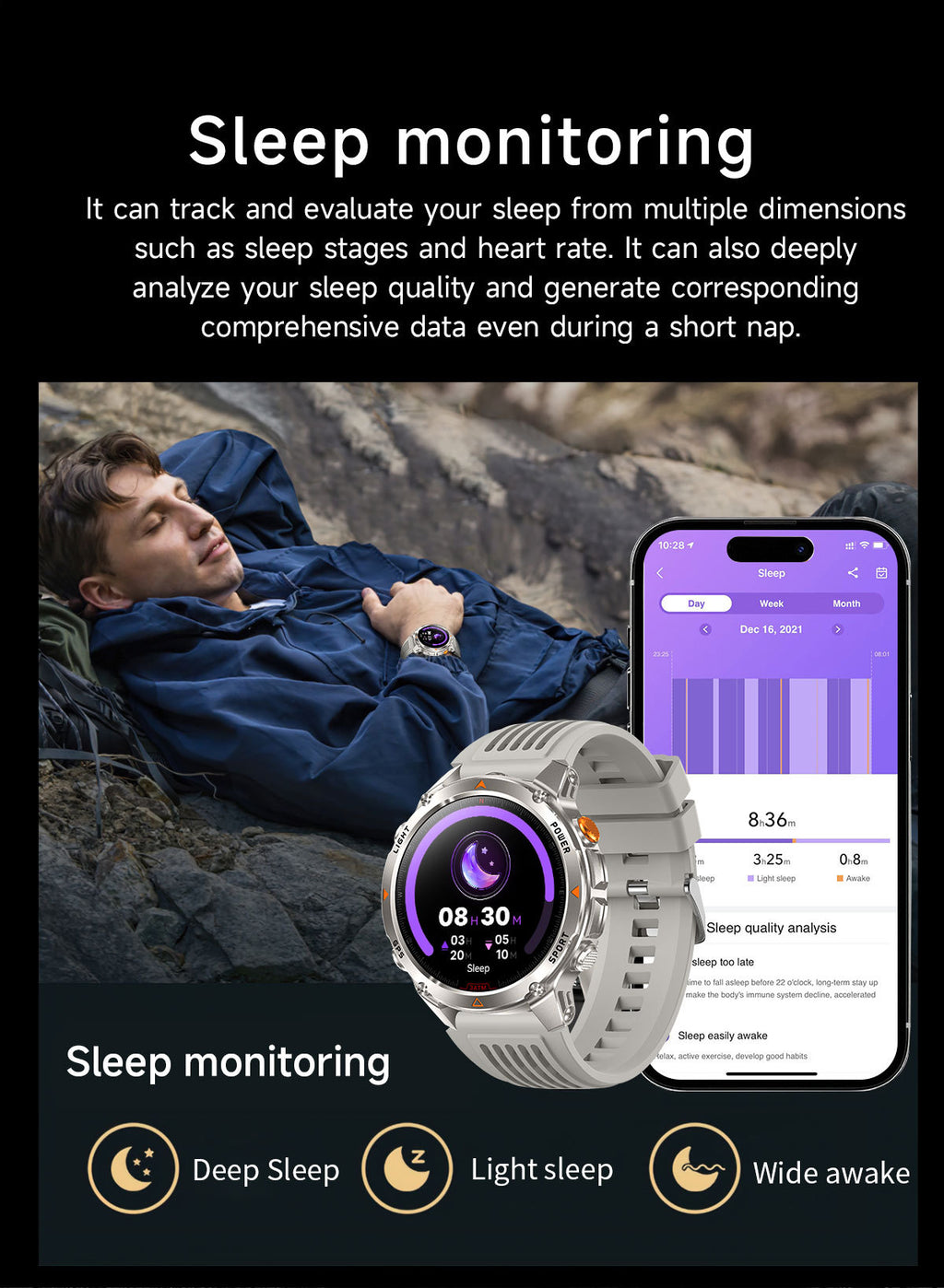HT37Smart Watch1.46inch Bluetooth Call Heart Rate Pedometer GPS Beidou Positioning Three-Proof Sports Track