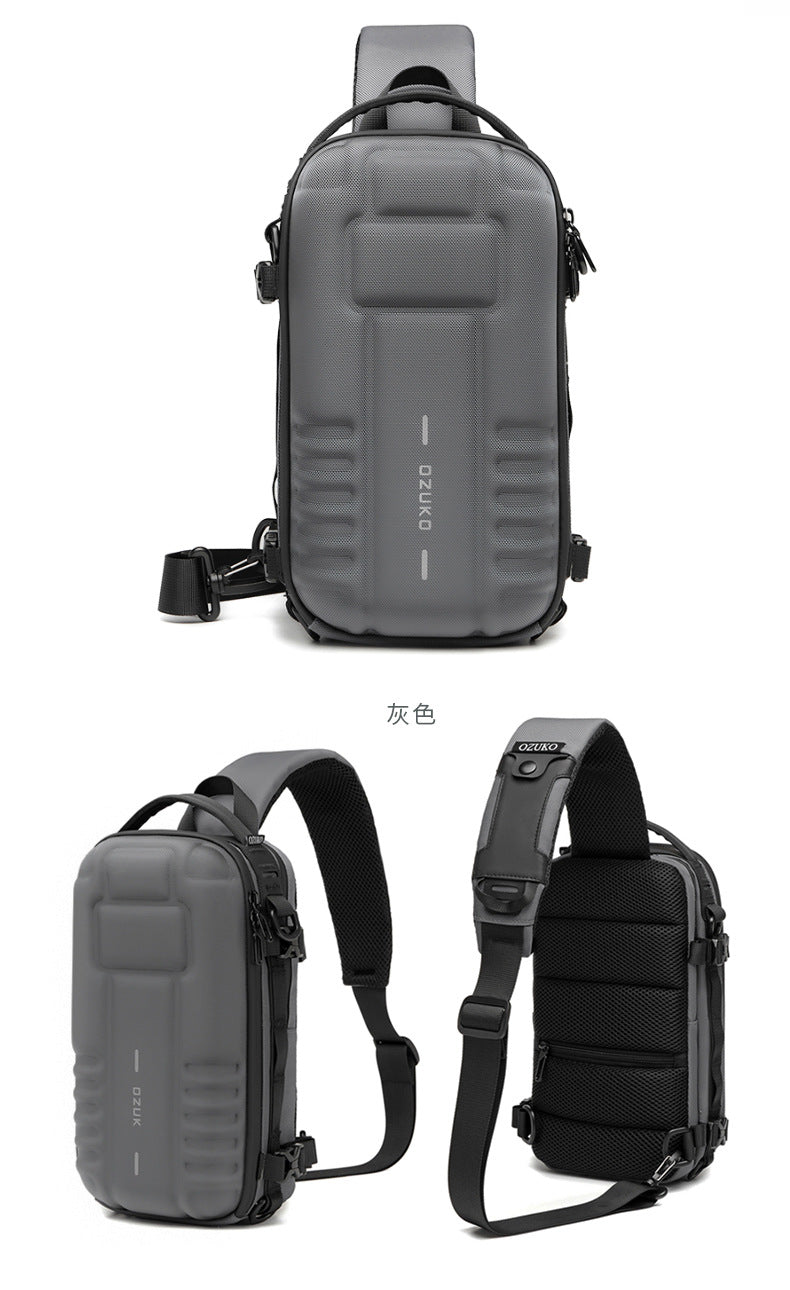 OZUKO EVA Hard Shell Chest Bag Men's Crossbody Bag Tactical Functional Waterproof Large Capacity Outdoor Cycling Bag