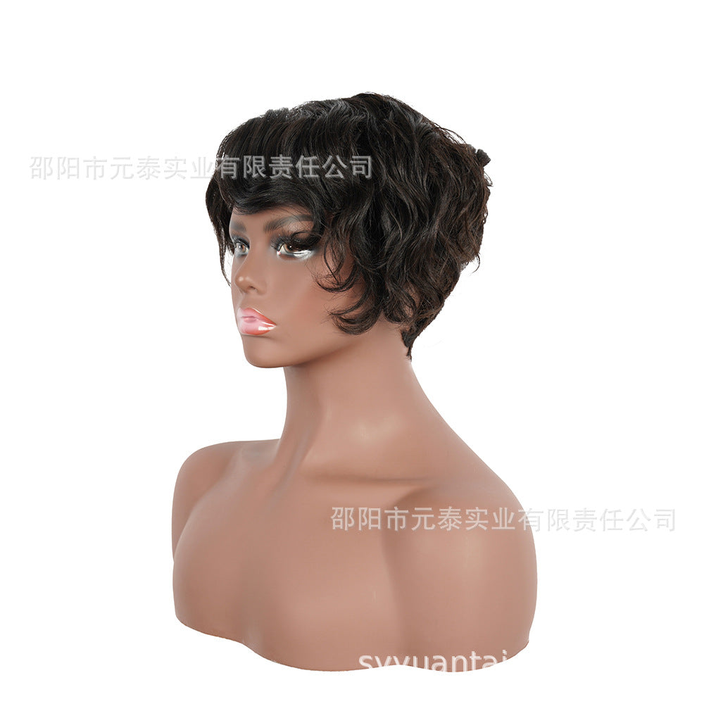 Full Real Human Hair Wig Short Curly Hair European American African Medium Short wigs Hand Crochet