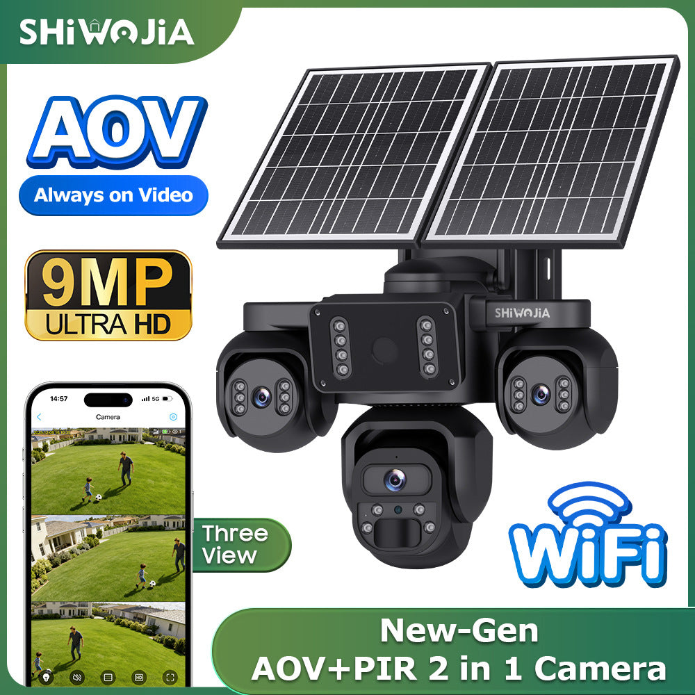 New Product AOV Low Power Consumption Trinocular Solar Camera9MP High Definition Full Color4G Solar Monitoring