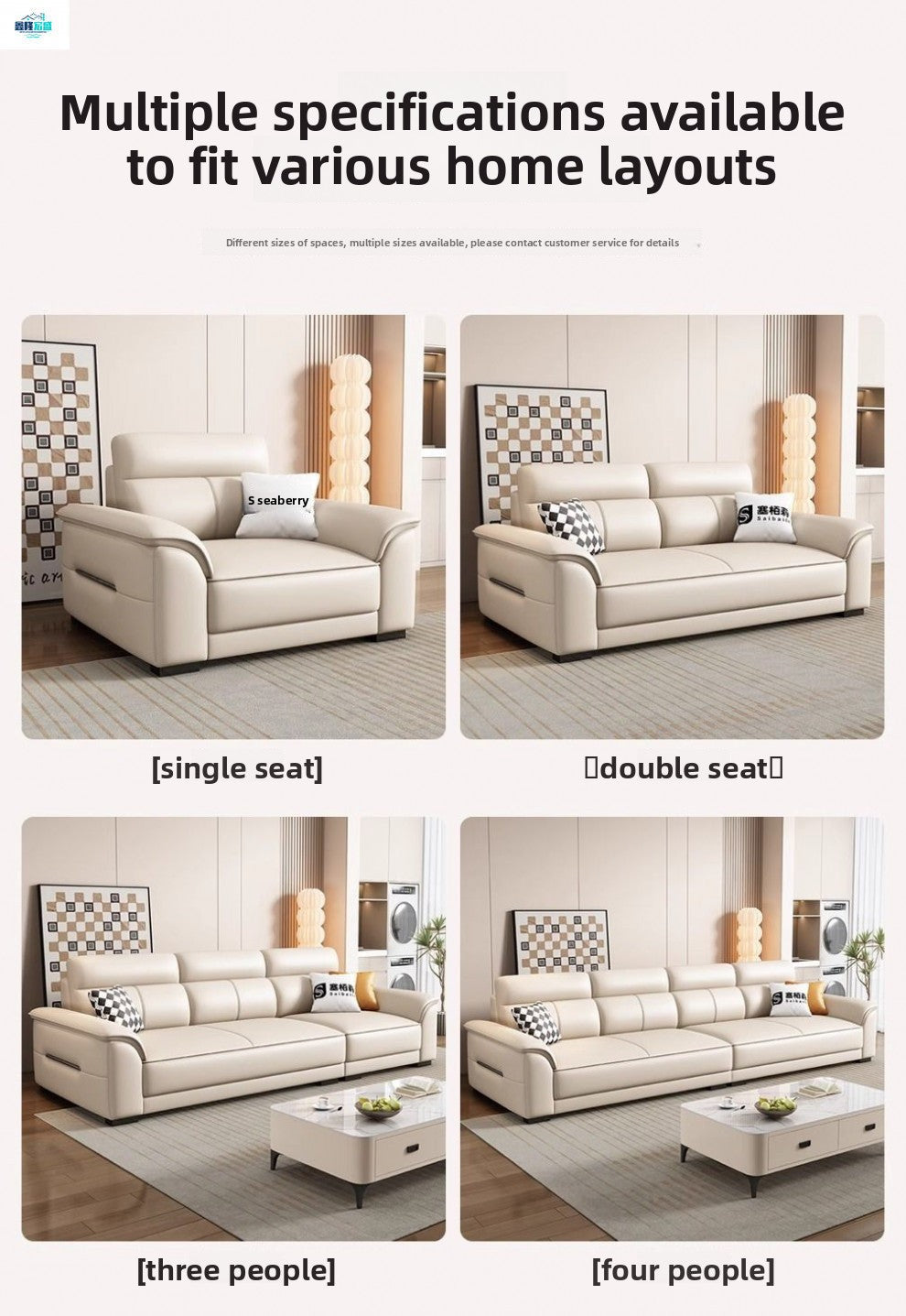 Modern Minimalist Nordic Genuine Leather Sofa Living Room Straight Three-Person Four-Person Sofa Small Apartment