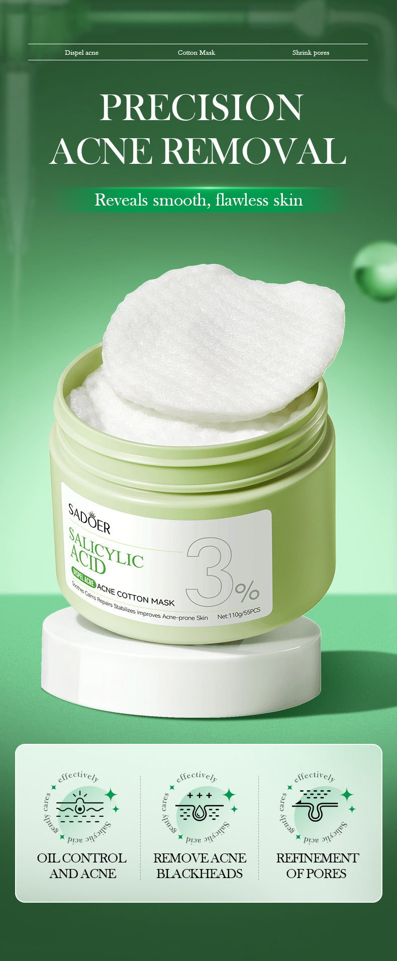 Salicylic Acid Skincare Series SADOER Anti-acne Amino Acid Moisturizing and Hydrating Skin Care Products  Foreign Trade Approval