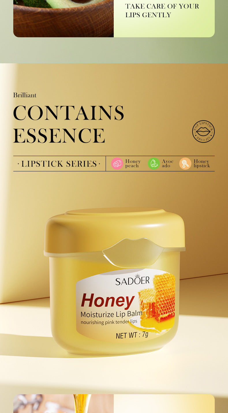 Lip Balm SADOER Honey Hydrating Avocado Anti-Dry Crack Peach Lip Mask  Wholesale