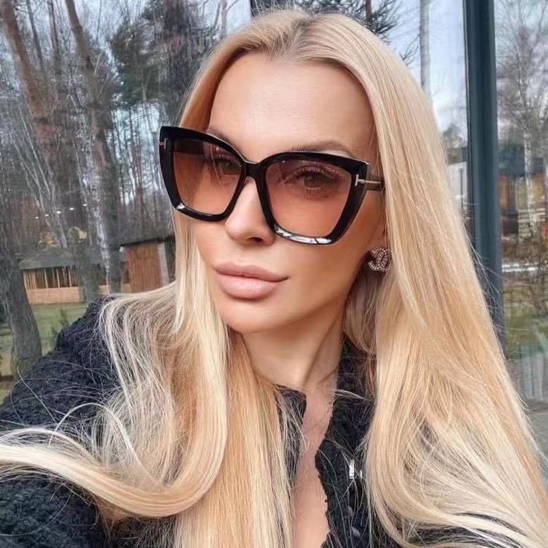 European and American Fashion Cat Eye Sunglasses for Women with High-end Feel Korean Style T Fashionable Sunglasses for Women Wholesale