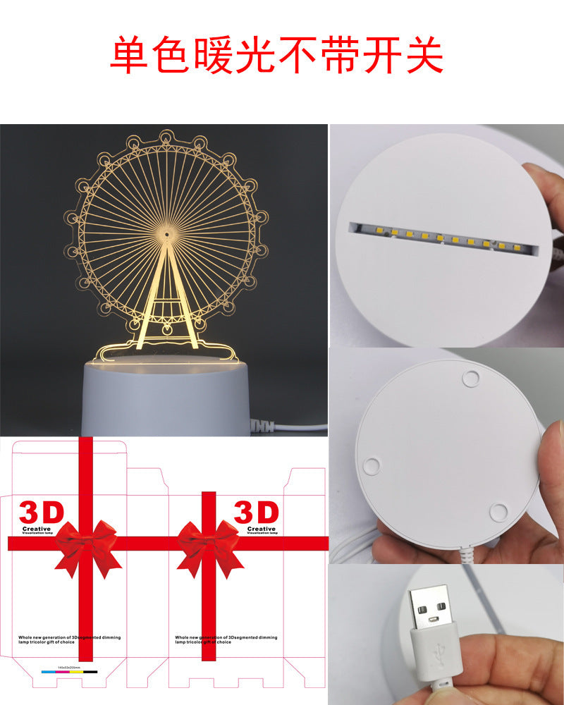 3D Night Light Acrylic Colorful Touch Remote Control Atmosphere Light Wholesale Dropshipping Creative Small Gift Factory