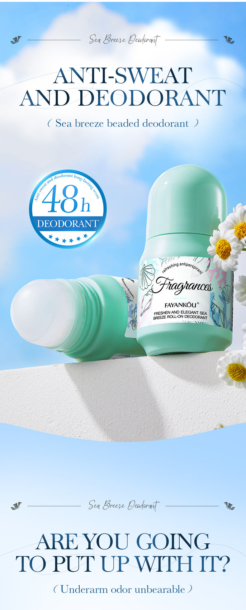 Antiperspirant50g FAYANKOU Deodorant with Long-lasting Fragrance, Refreshing Antiperspirant Roll-on,  Wholesale