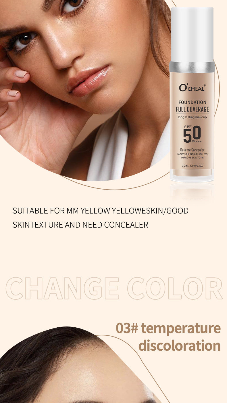 Dropshipping Beauty Color-Changing Foundation30ml Concealer Yellow Black Skin Foundation Waterproof Sweat E-commerce