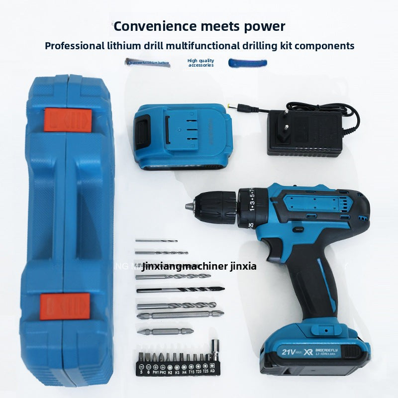 Hot Sale21V Three-Function Impact Lithium Electric Drill Household Tool Set48h Factory Direct Large Volume Great Price