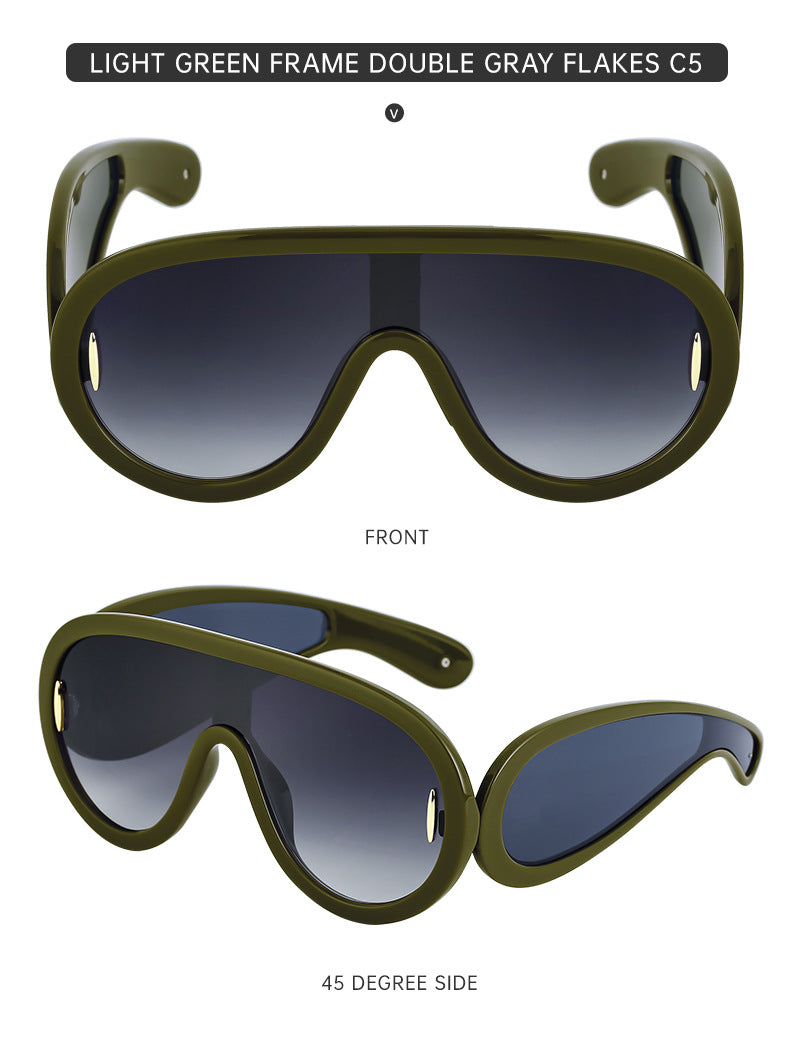 European and American Fashion One-piece Large Frame Sports Sunscreen Sunglasses Women's Trendy Sports Cycling Windproof Sunglasses Men's Glasses